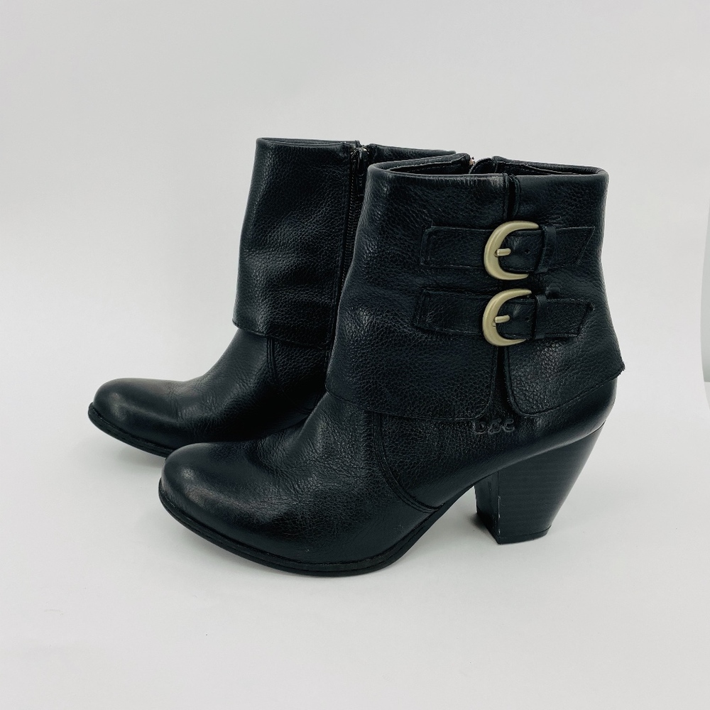 B.O.C. Born Leather Buckle Booties Black Size 8